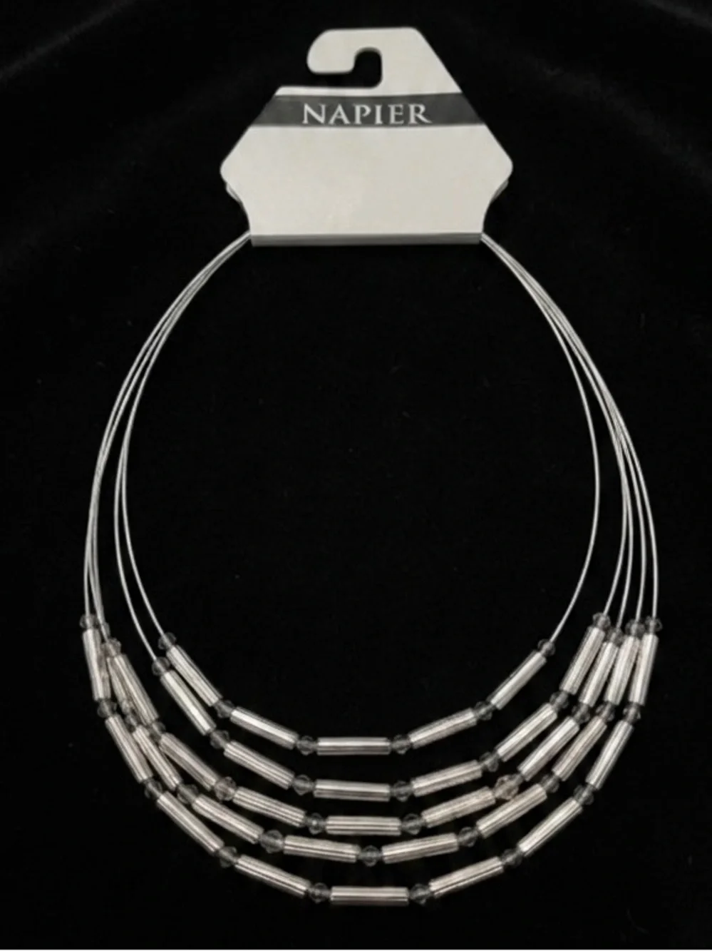 Napier Silver-Tone Layered Tube Bead Necklace